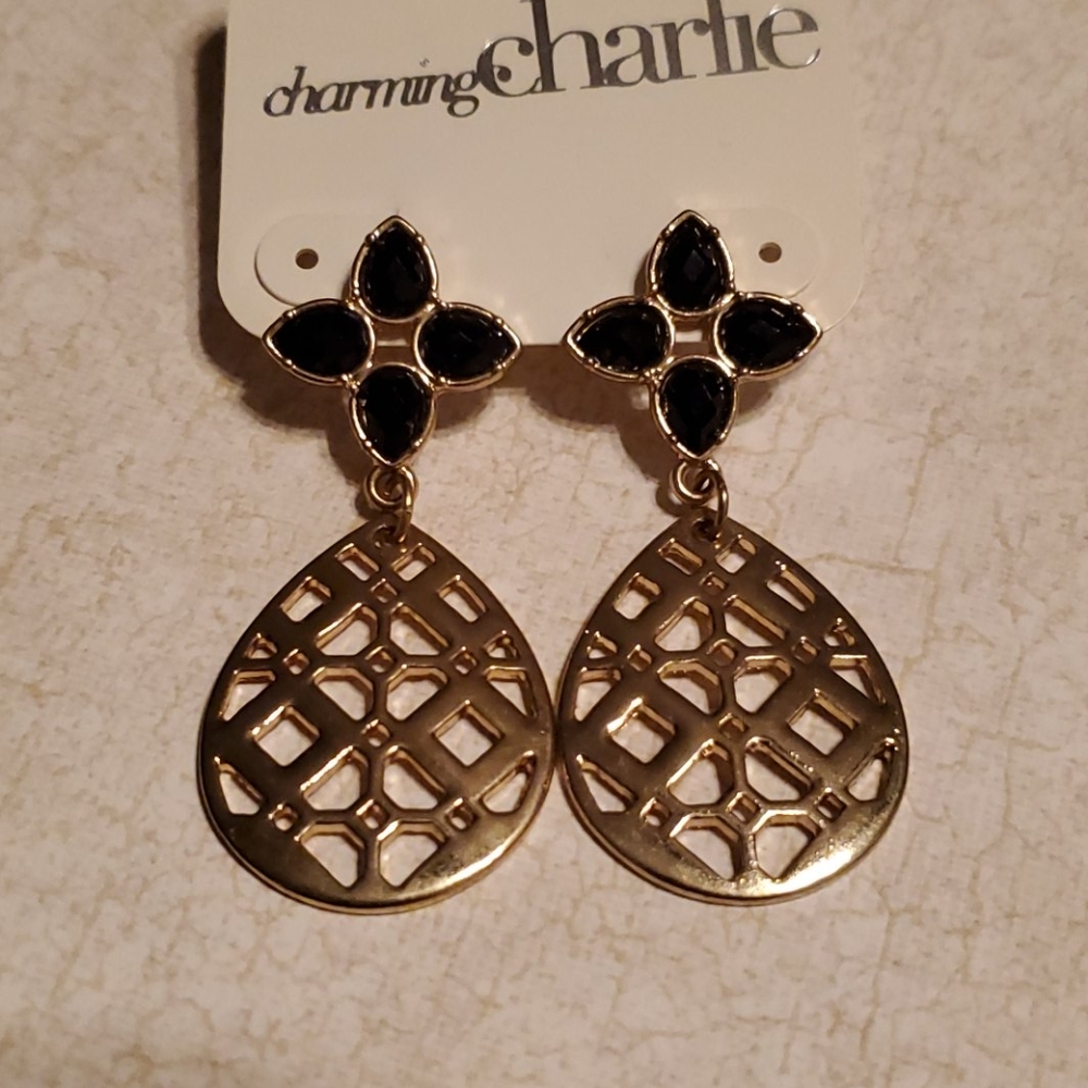 Charming Charlie gold and black earrings